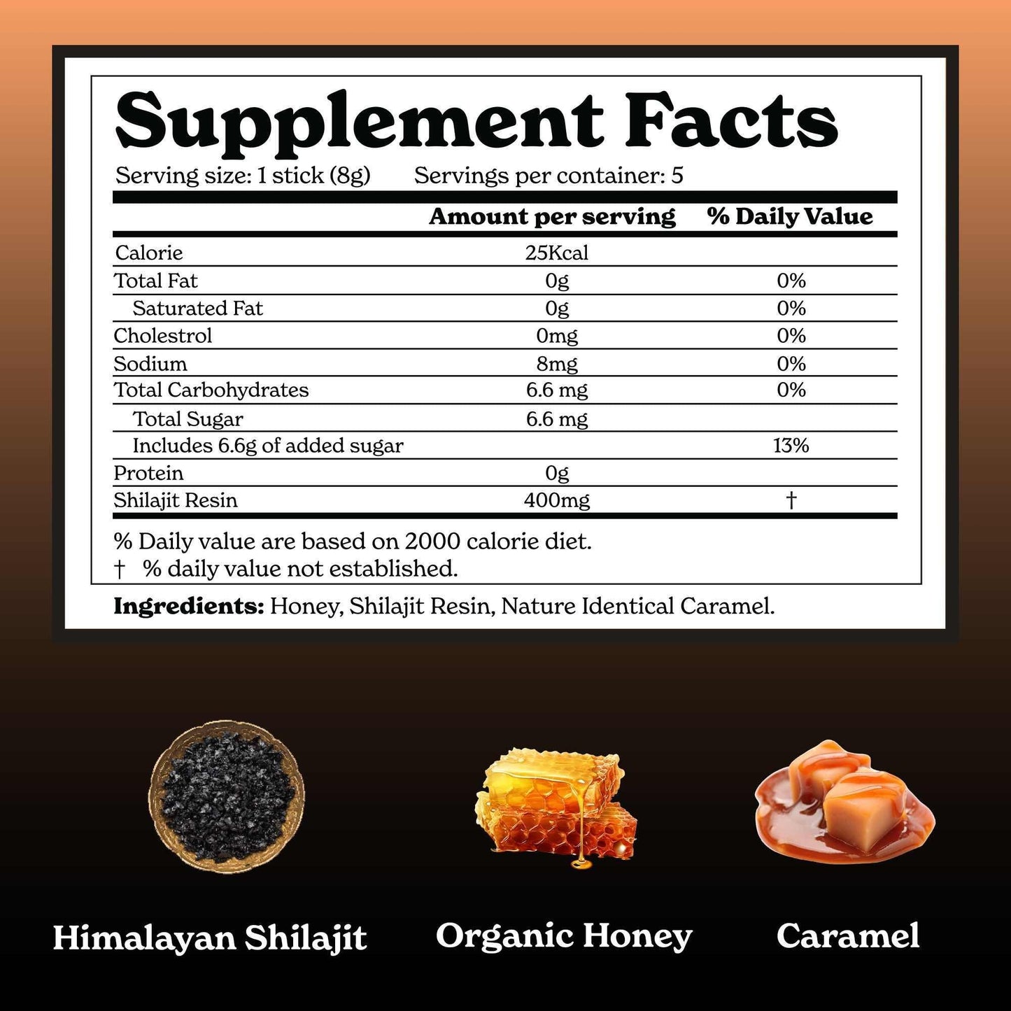 BetterAlt Himalayan Shilajit Caramel Honey Sticks
