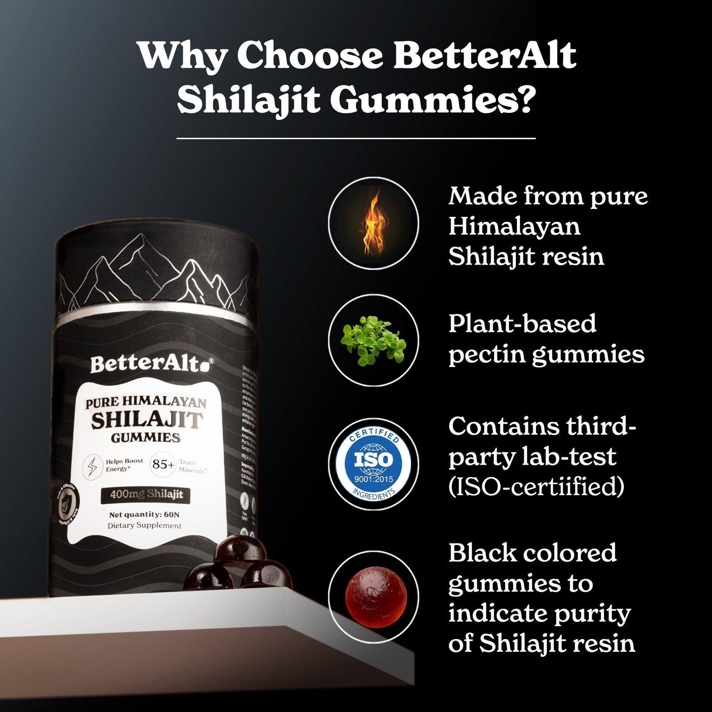 BetterAlt Himalayan Shilajit Mango Gummies